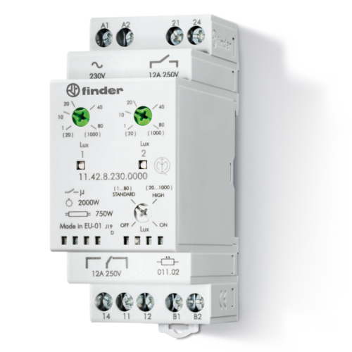 Finder DAYLIGHT SWITCH, SURFACE MOUNT HEAD, 2 CHANNEL,1CO+1NO 12A@250VAC