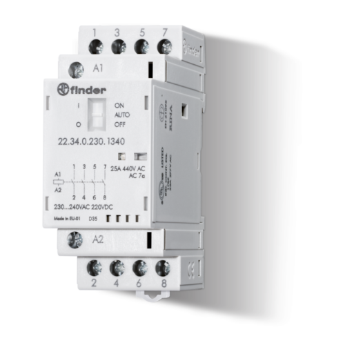 Finder Type 22.34 CONTACTOR 25A, 4NO AgNI