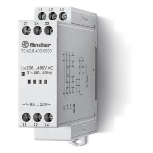 Finder PHASE LOSS + ROTATION, RELAY 208-480VAC, DPDT