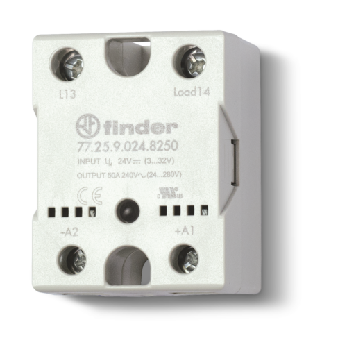 Finder Type 77.25 SSR HOCKEY PUCK, ZERO CROSSING, 25A 230VAC LOAD, 24VDC CONTROL