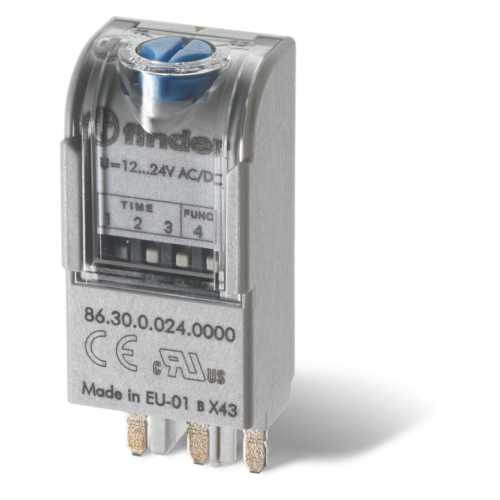 Finder Type 86.30 MULTIFUNCTION TIMER MODULE, 12-24VAC/DC, USE WITH 90, 92, 94, 95, 96, 97 SOCKETS
