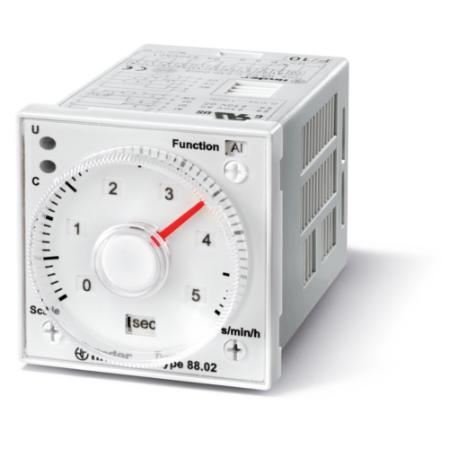Finder TIMER, MULTIFUNCTION ANALOG, 48x48mm, 2CO 8A@250VAC, 24-240VAC/DC 11 PIN PLUG-IN