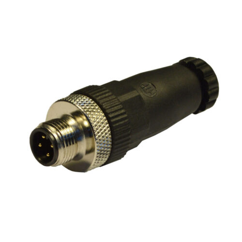 ASI M12 4-Pole Connector Plug – A-Coded, Screw Terminal